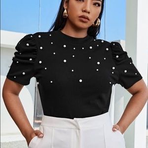 MAKE AN OFFER! Black Pearl beaded top